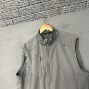 RLX Ralph Lauren Mens Grey Full Zip Performance Golf Vest XXL Mock Neck Pocket